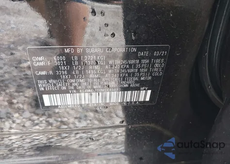 2021 Subaru Ascent Premium z USA, uszkodzony, nr VIN 4S4WMAFD0M3445093